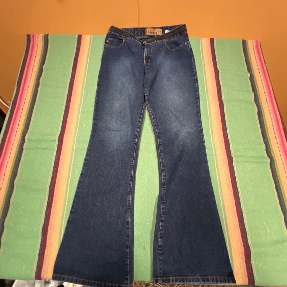 Mudd Flare Jeans Womens 11 Blue Vintage Y2K Distressed Wide Leg 4IV903